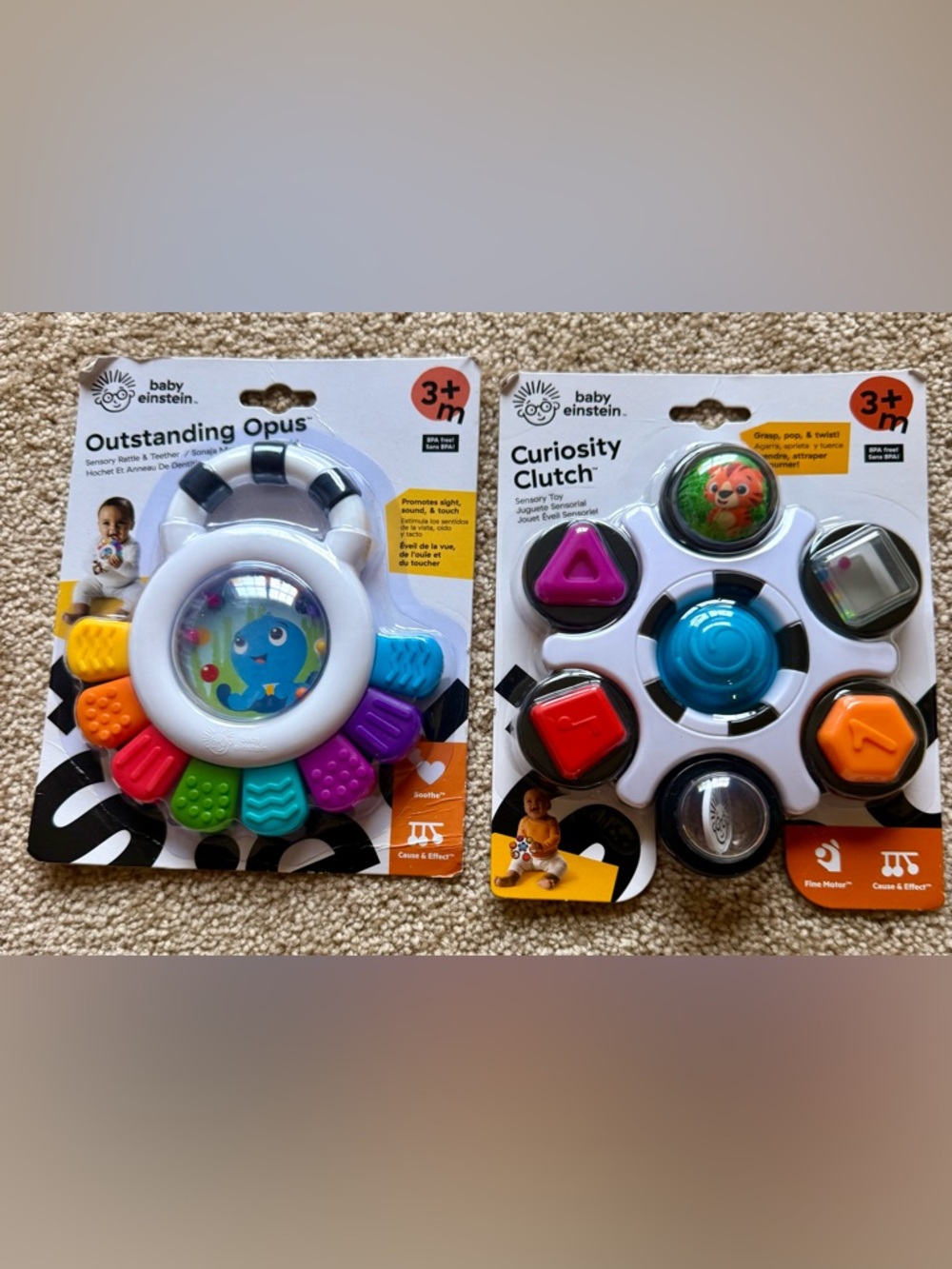 Baby Einstein Curiosity Clutch Sensory Toy and outstanding Opus